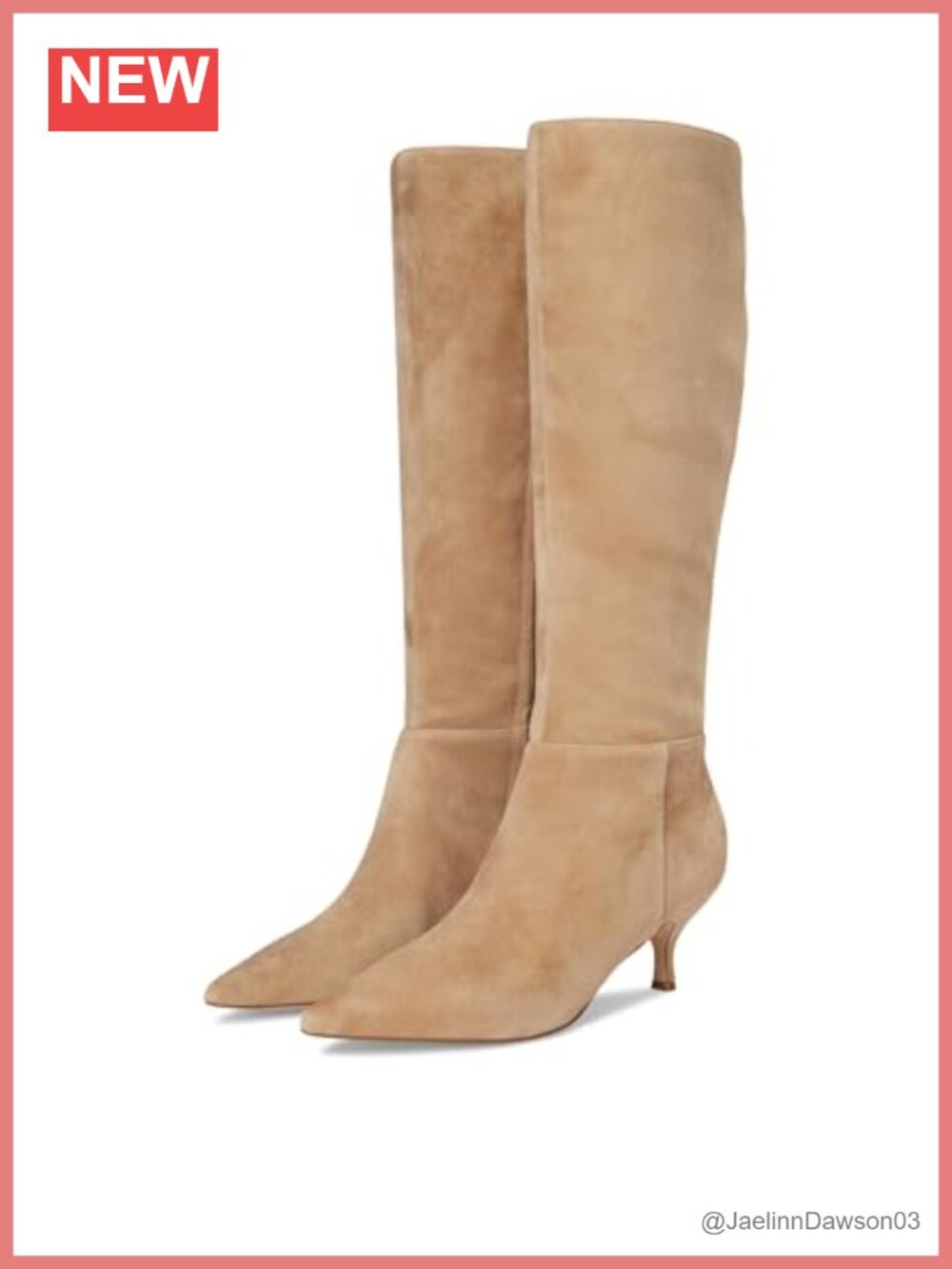 Nine West Somas Suede Knee-High Boots Kitten Heel Pointed Toe